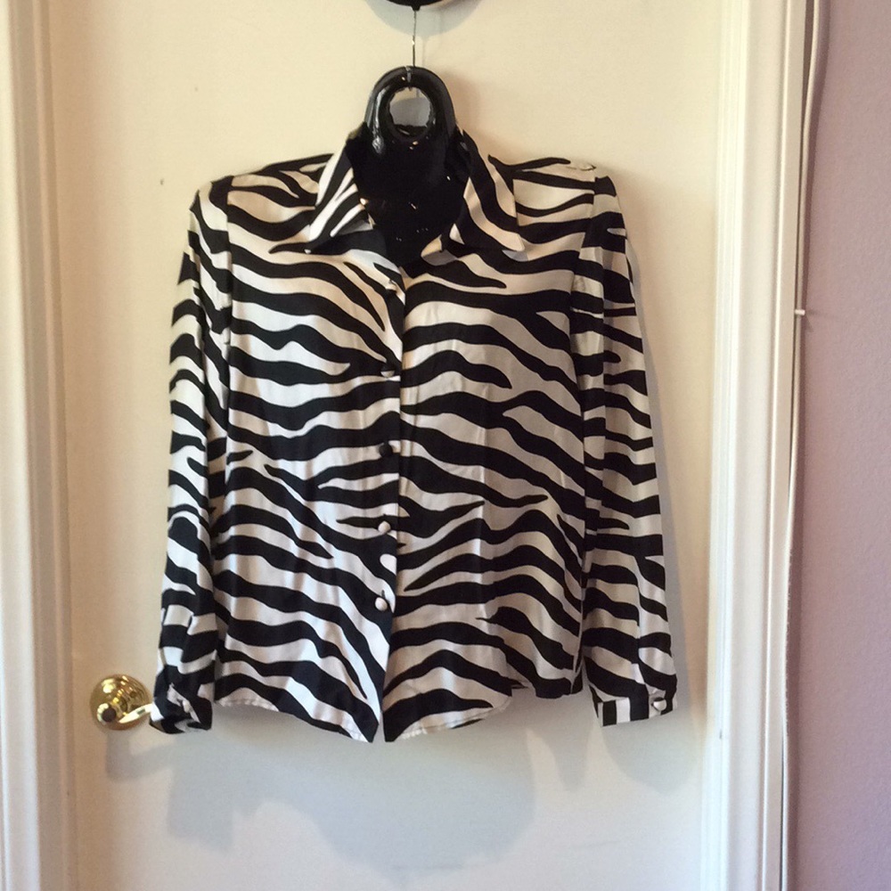 NWOT Anna Sui Button Down Shirt Zebra Strips Sz 44
